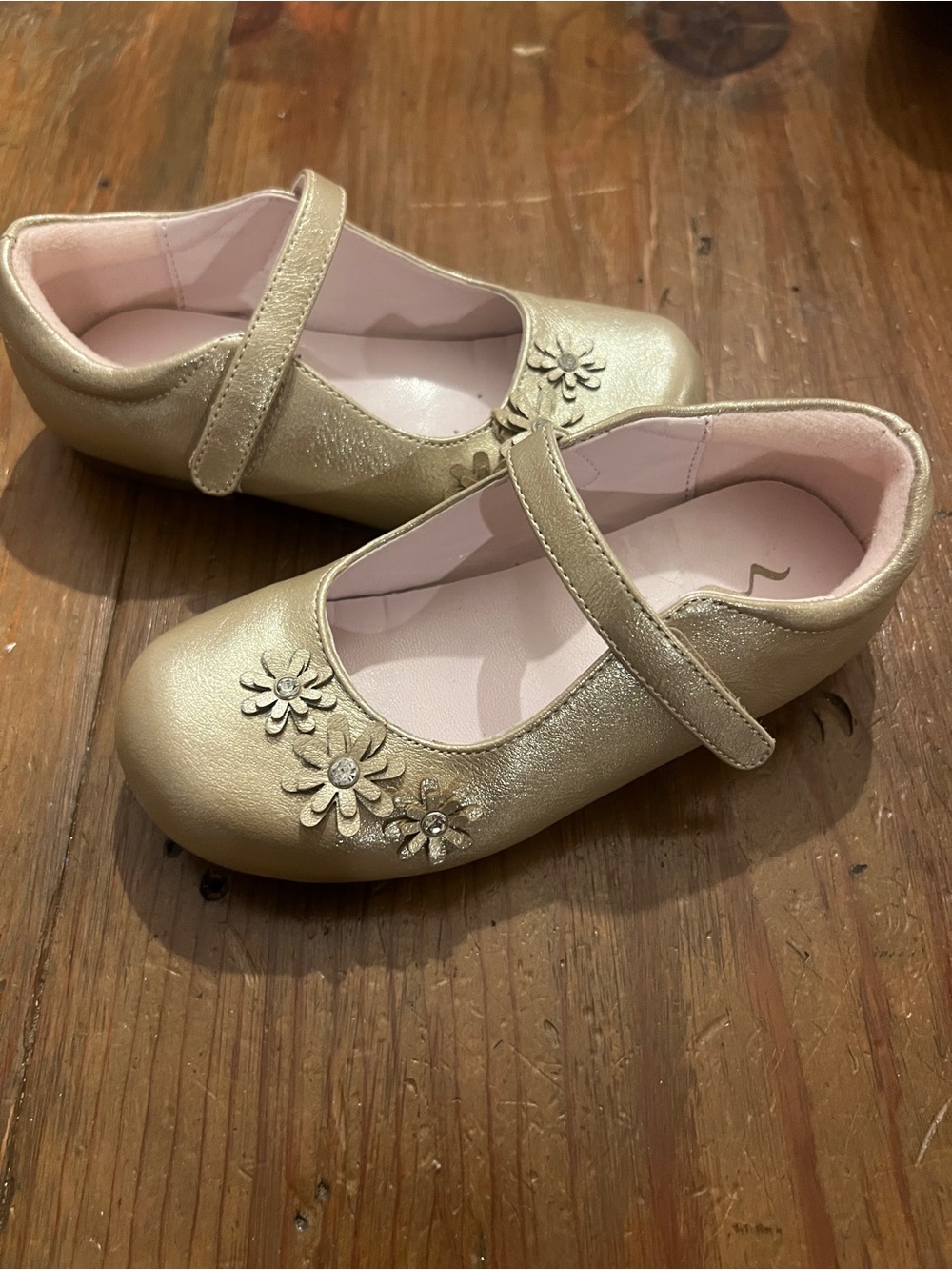 Nina Kids Classic Gold Daisy Mary Jane Flats Sz 9 Toddler